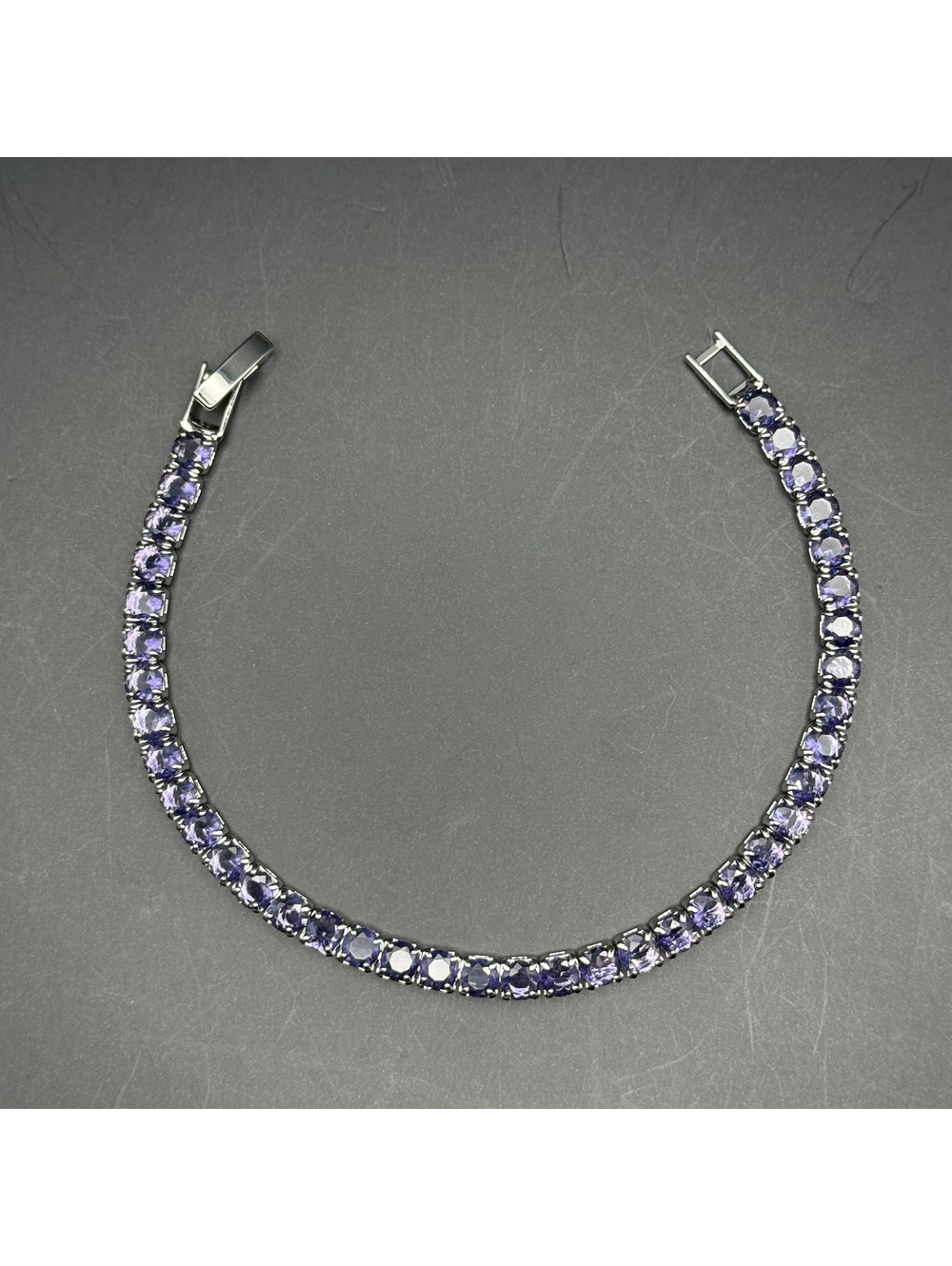 candy+clover purple amethyst crystal silver tone tennis bracelet
